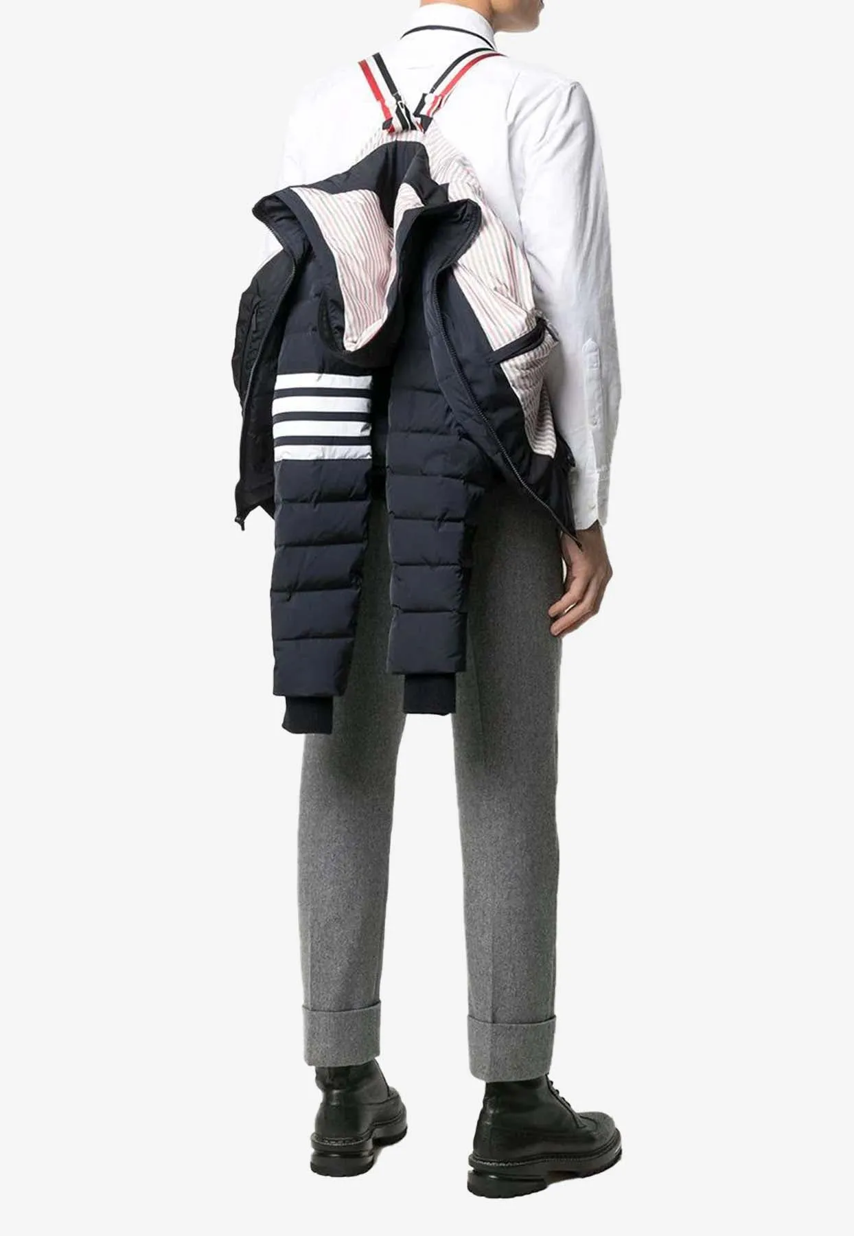 4-bar Stripes Zip-Up Down Jacket