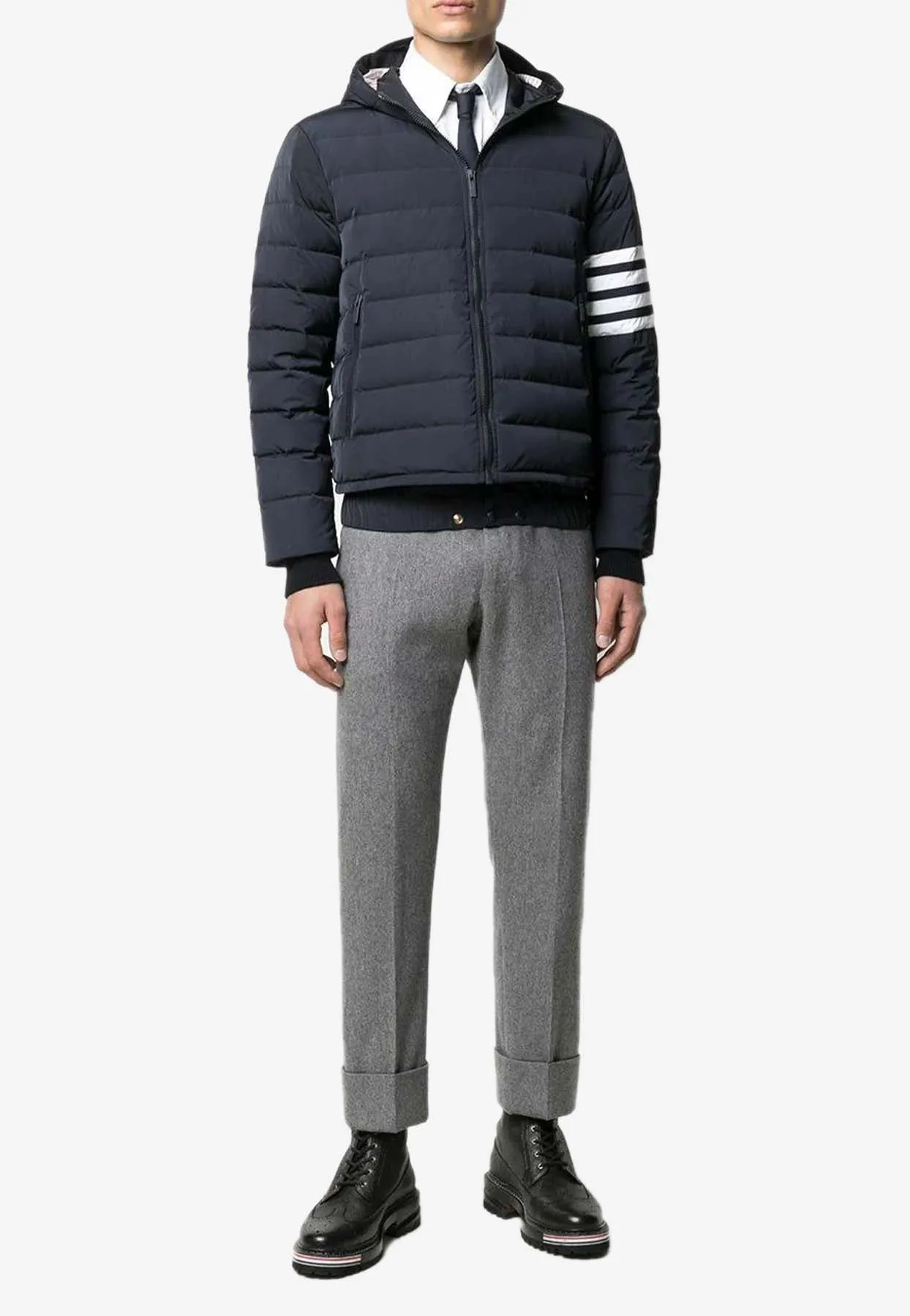 4-bar Stripes Zip-Up Down Jacket