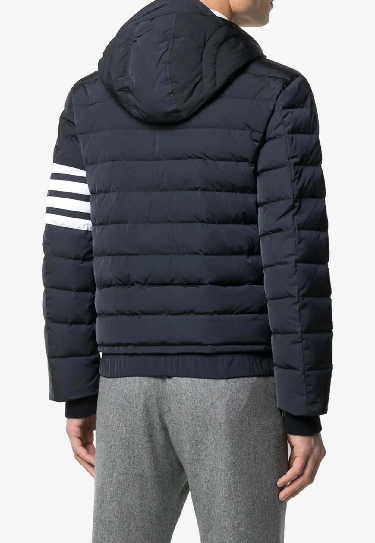 4-bar Stripes Zip-Up Down Jacket