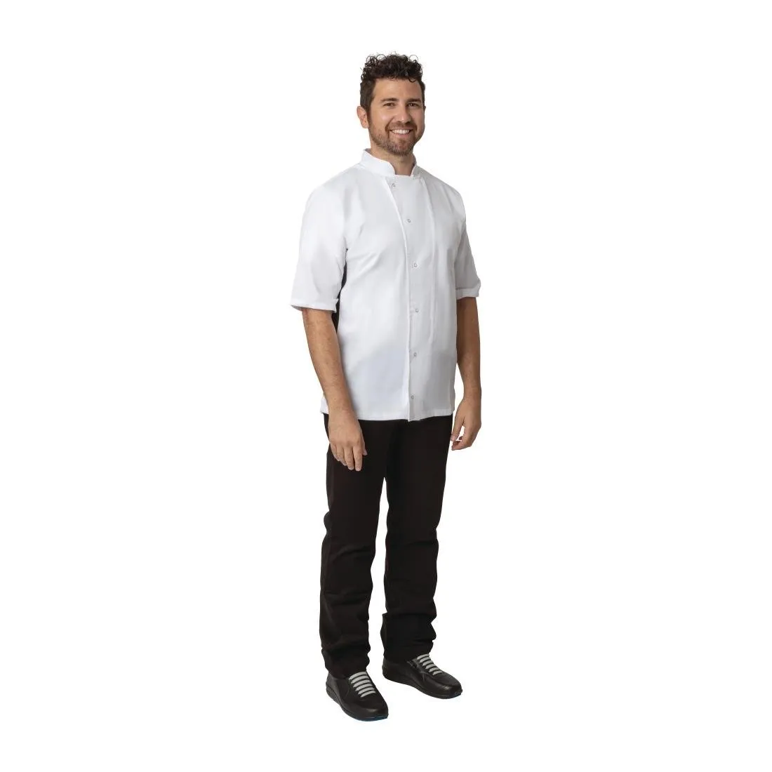 A928-S Whites Nevada Unisex Chefs Jacket Short Sleeve Black and White S