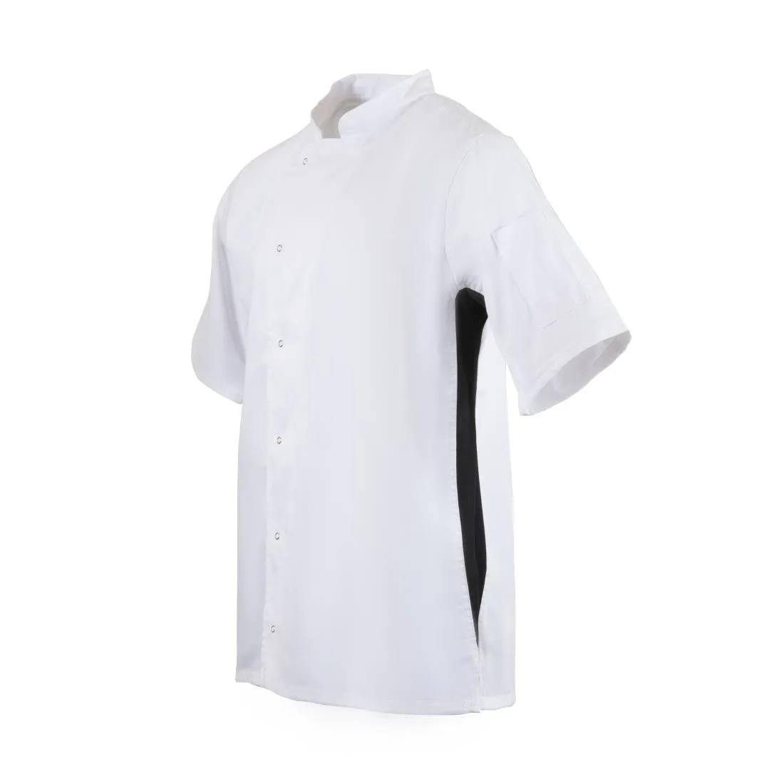 A928-S Whites Nevada Unisex Chefs Jacket Short Sleeve Black and White S