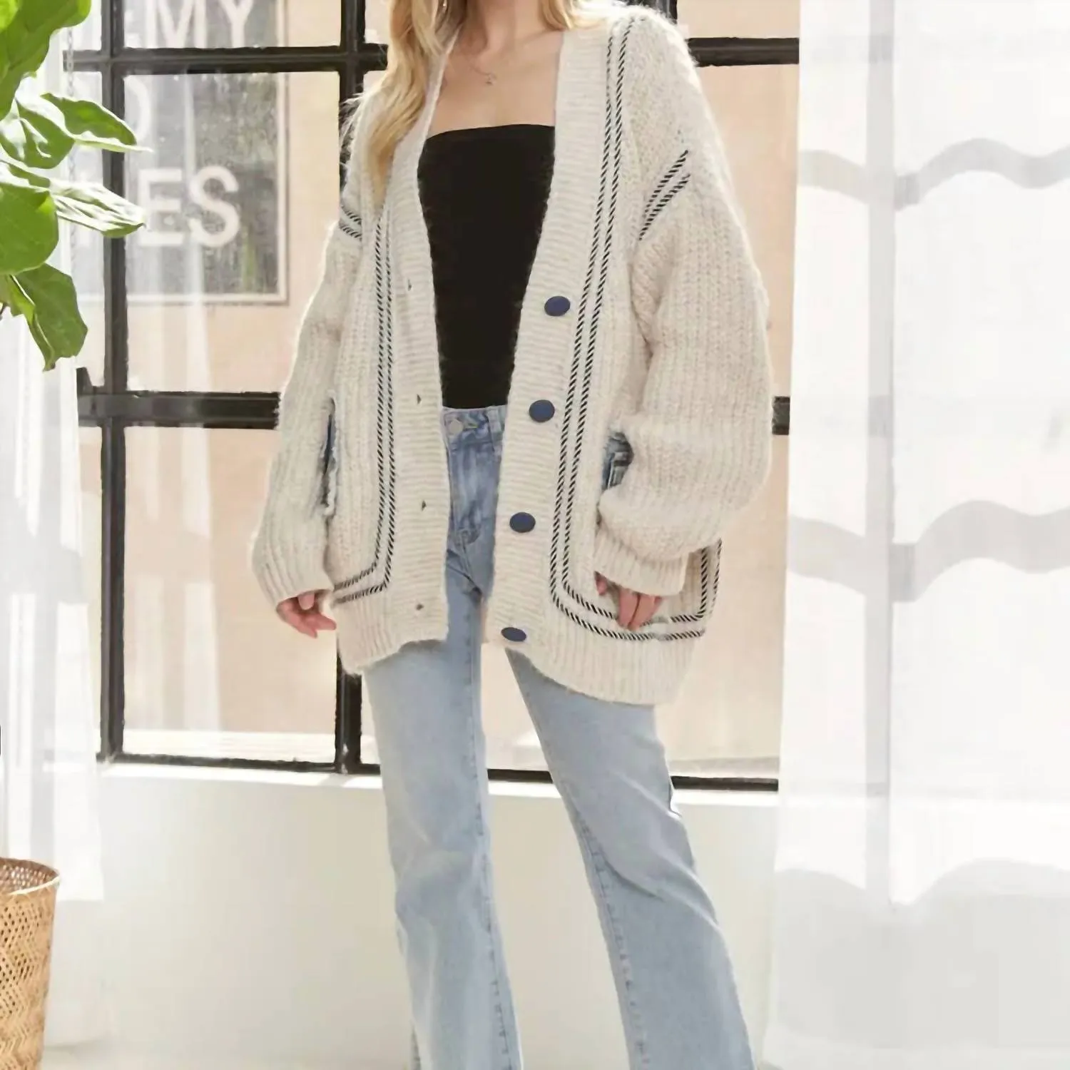 Adora - Denim Pocket Cardigan