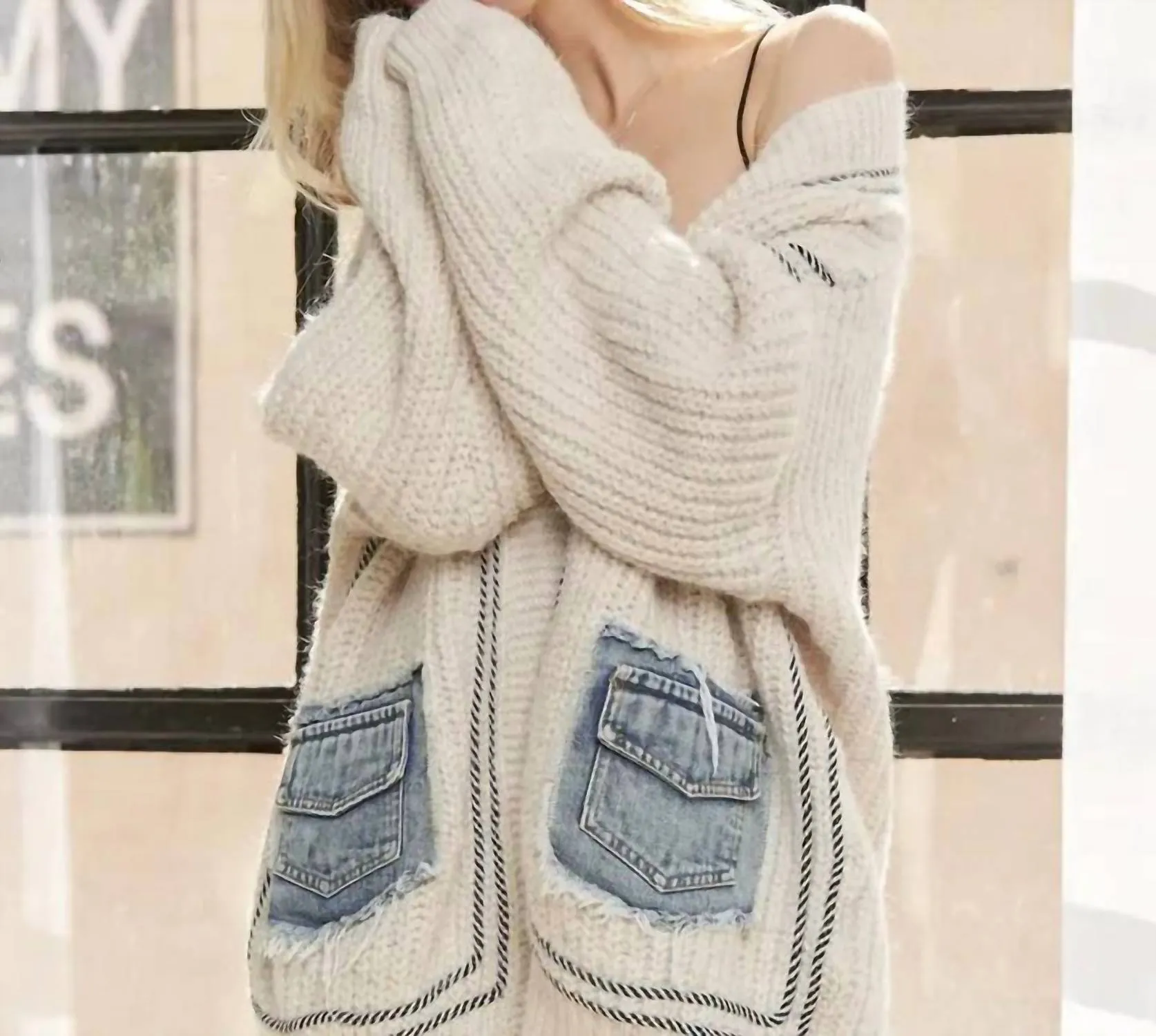 Adora - Denim Pocket Cardigan