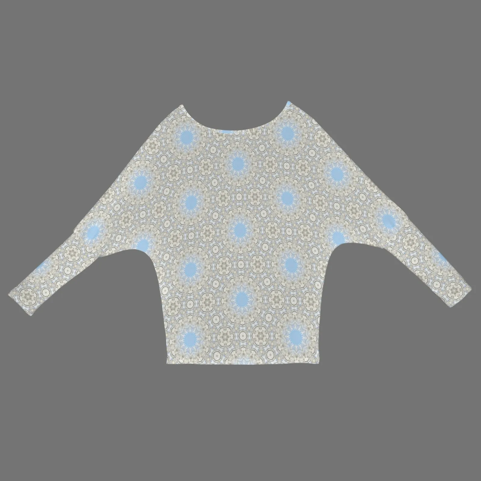 Batwing Long Sleeve Sweater Blue Dandelion Geometric