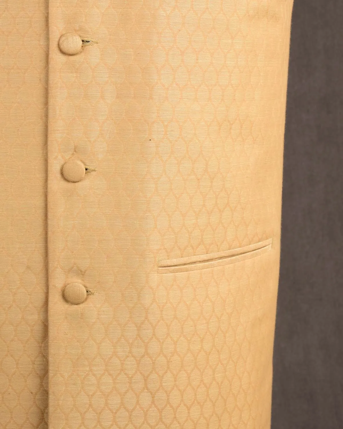 Beige Banarasi Tanchoi Handwoven Linen Cotton Mens Modi Jacket
