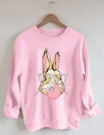 Bunny Blowing Bubble Casual Sweatshirt