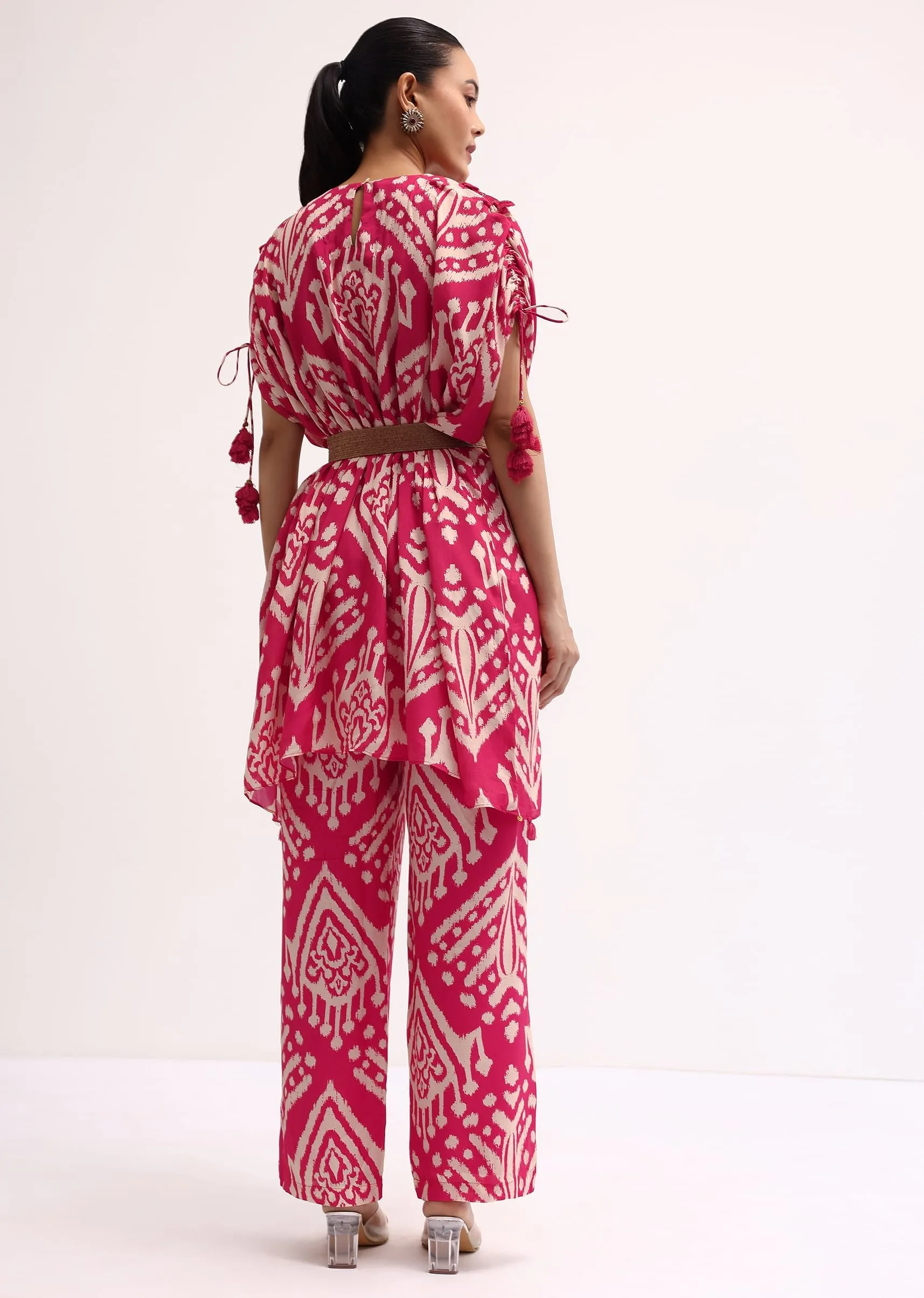 Dark Pink Printed Cotton Kurta Pant