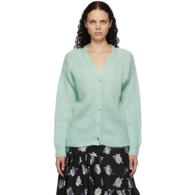 Erdem Green Mohair Marcilly Cardigan