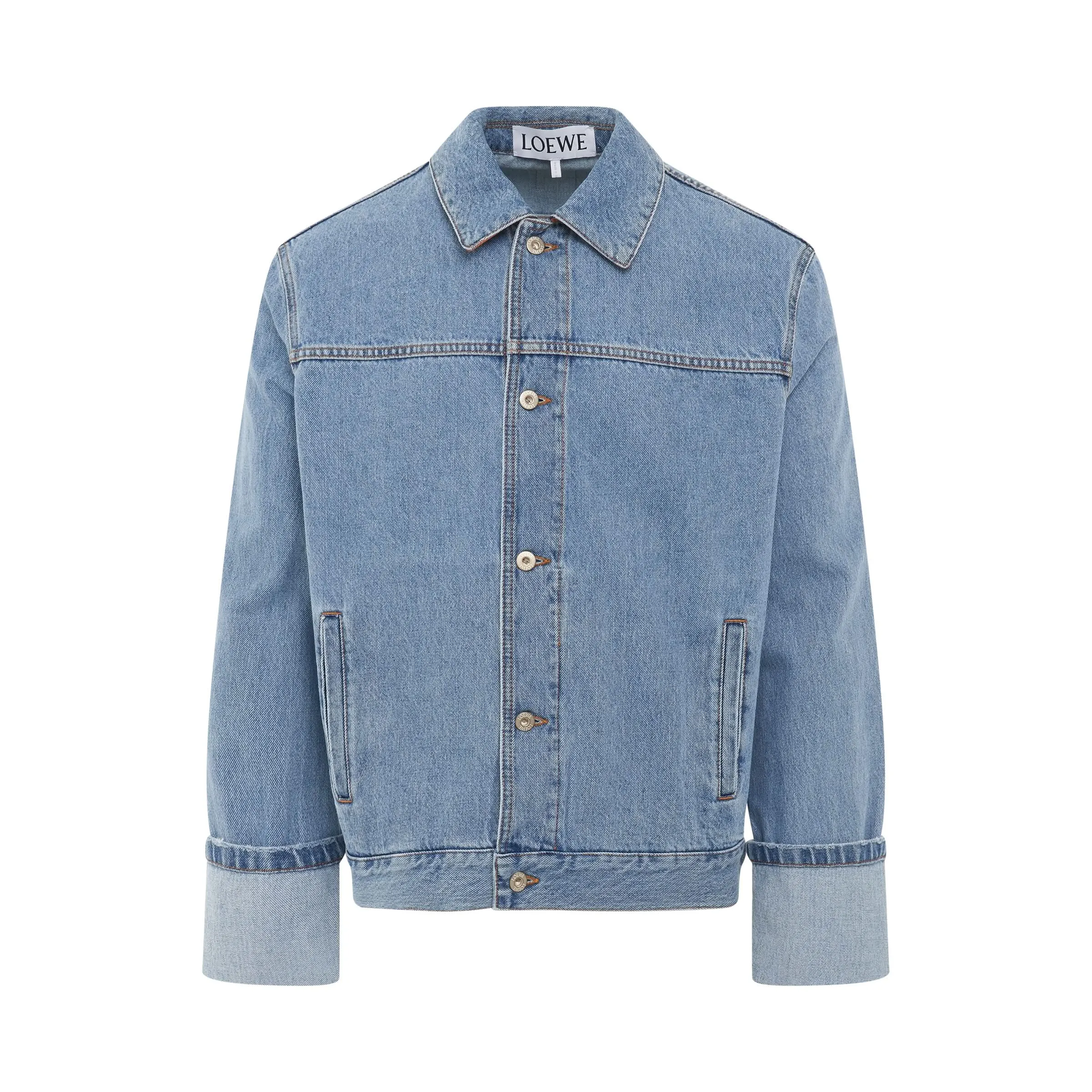 Fisherman Turn Up Jacket in Light Denim