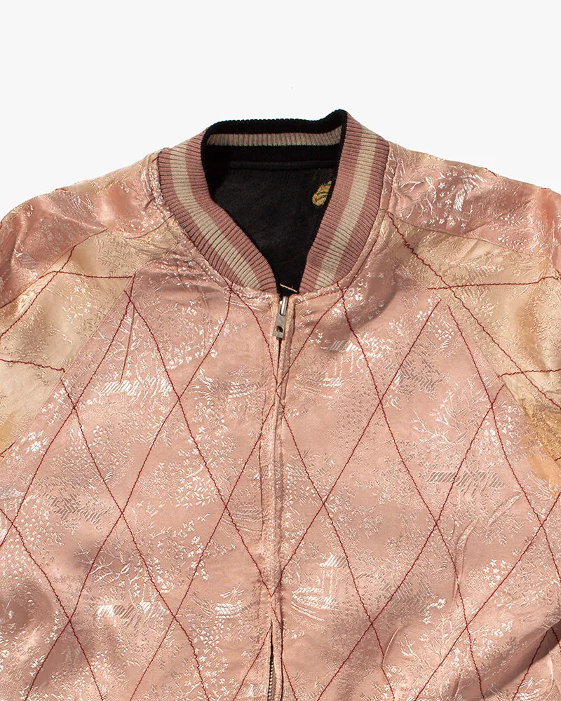 Japanese Repro Souvenir Jacket, Reversible, Black Goldfish and Chrysanthemums