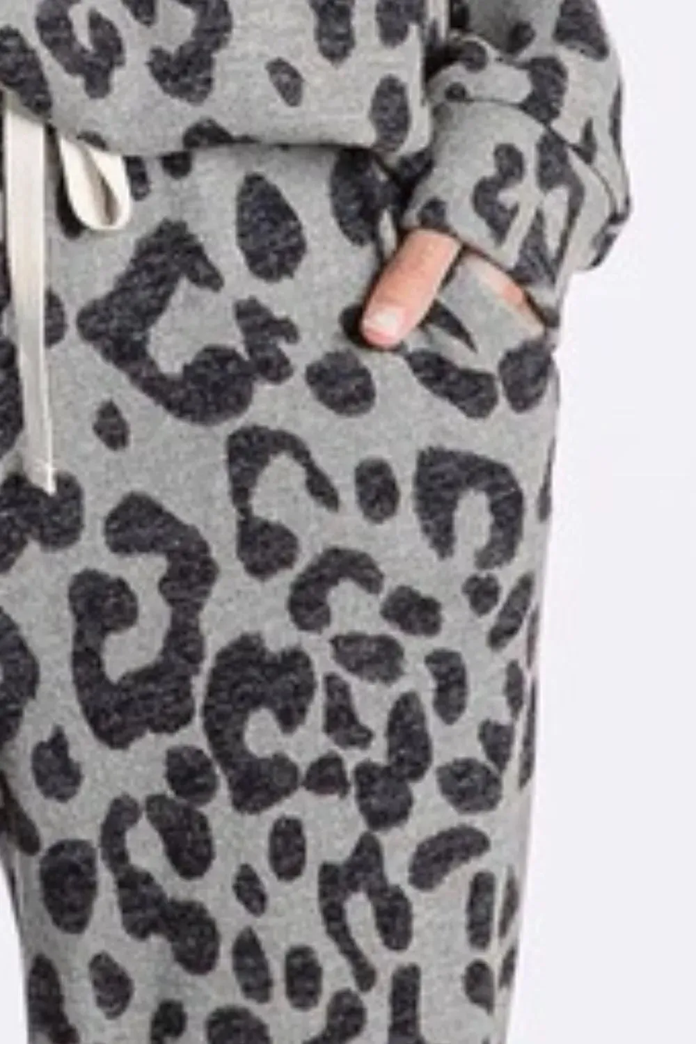 Leopard Fuzzy Knit Casual Pants