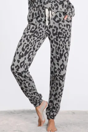 Leopard Fuzzy Knit Casual Pants
