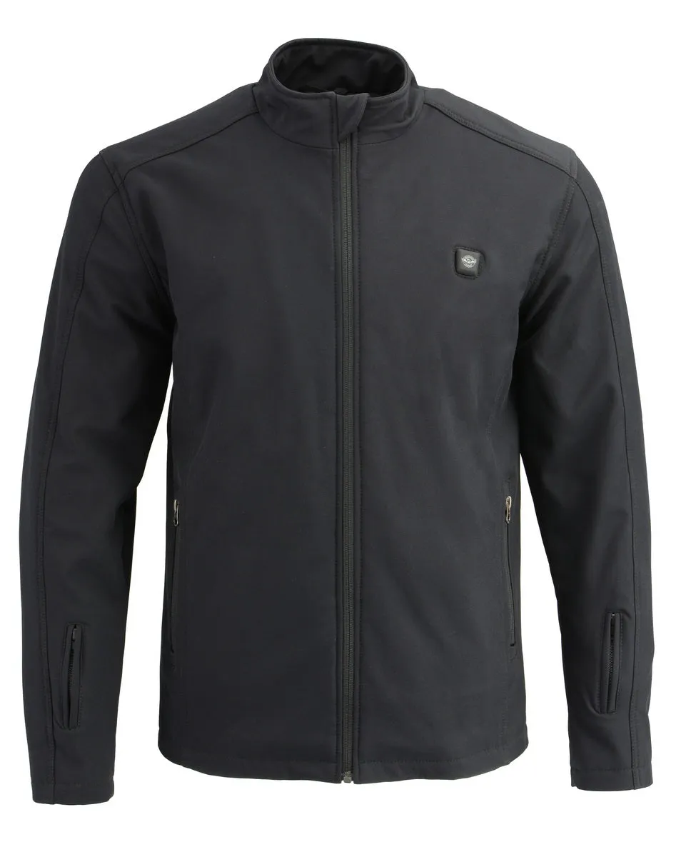 Nexgen Heat MPM1762SET Mens Soft Shell Heated Jacket - Black Standup Collar Jacket for Winter with Battery Pack