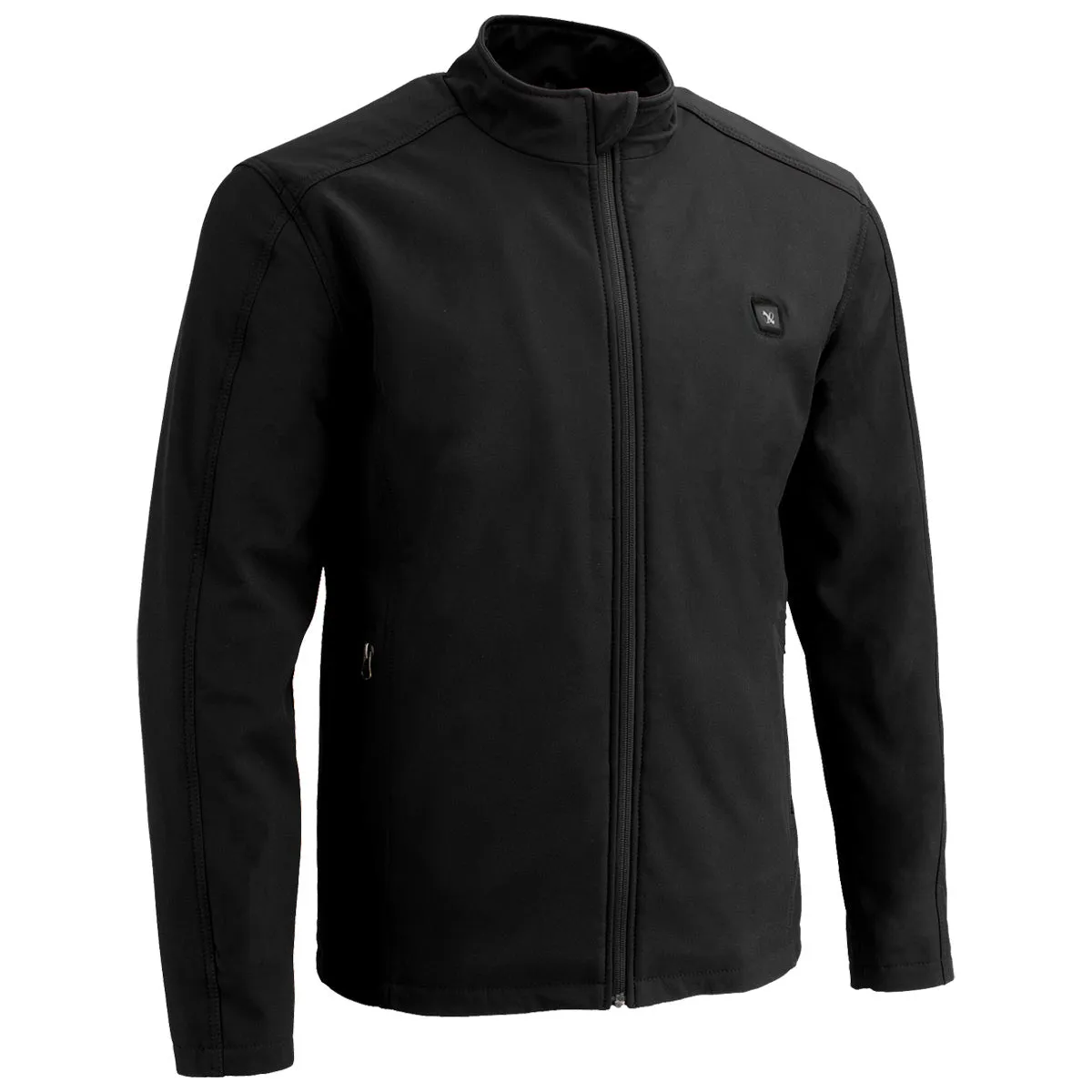 Nexgen Heat MPM1762SET Mens Soft Shell Heated Jacket - Black Standup Collar Jacket for Winter with Battery Pack