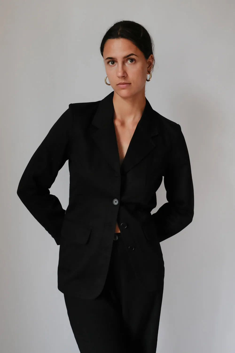 PURE COTTON BLACK SLIM BLAZER
