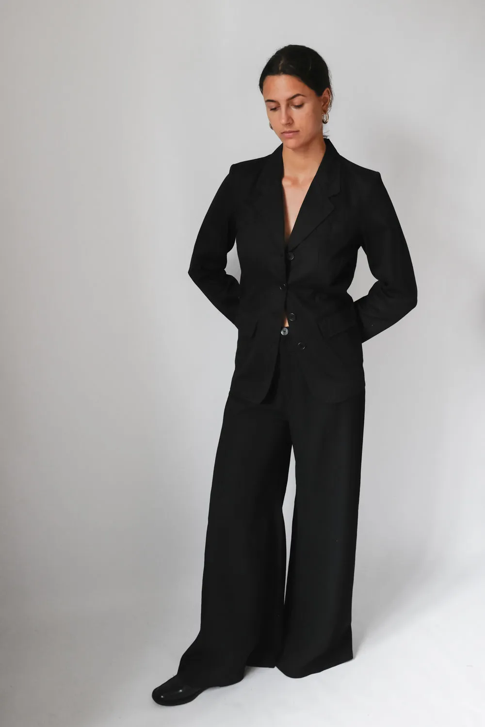 PURE COTTON BLACK SLIM BLAZER