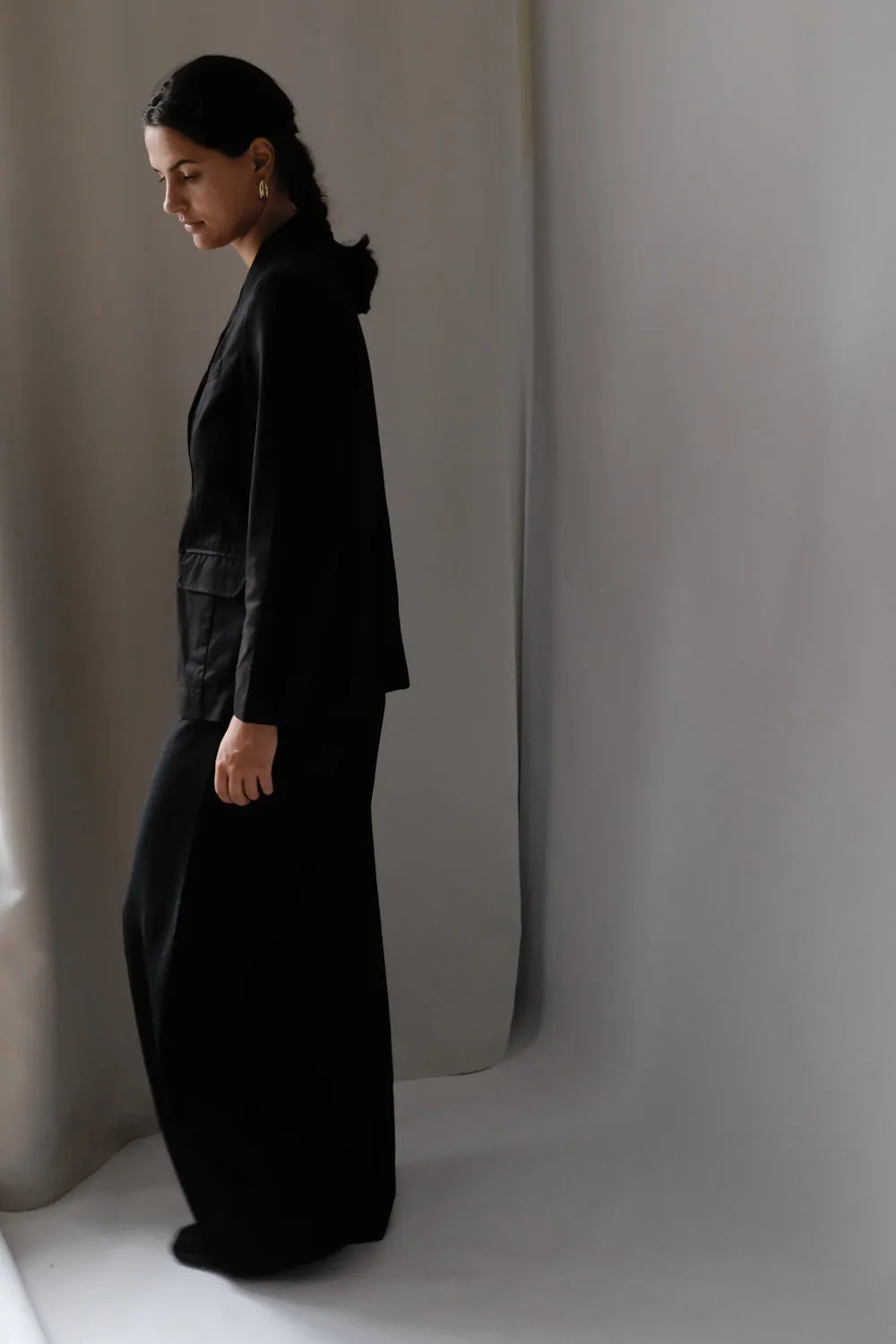 PURE COTTON BLACK SLIM BLAZER