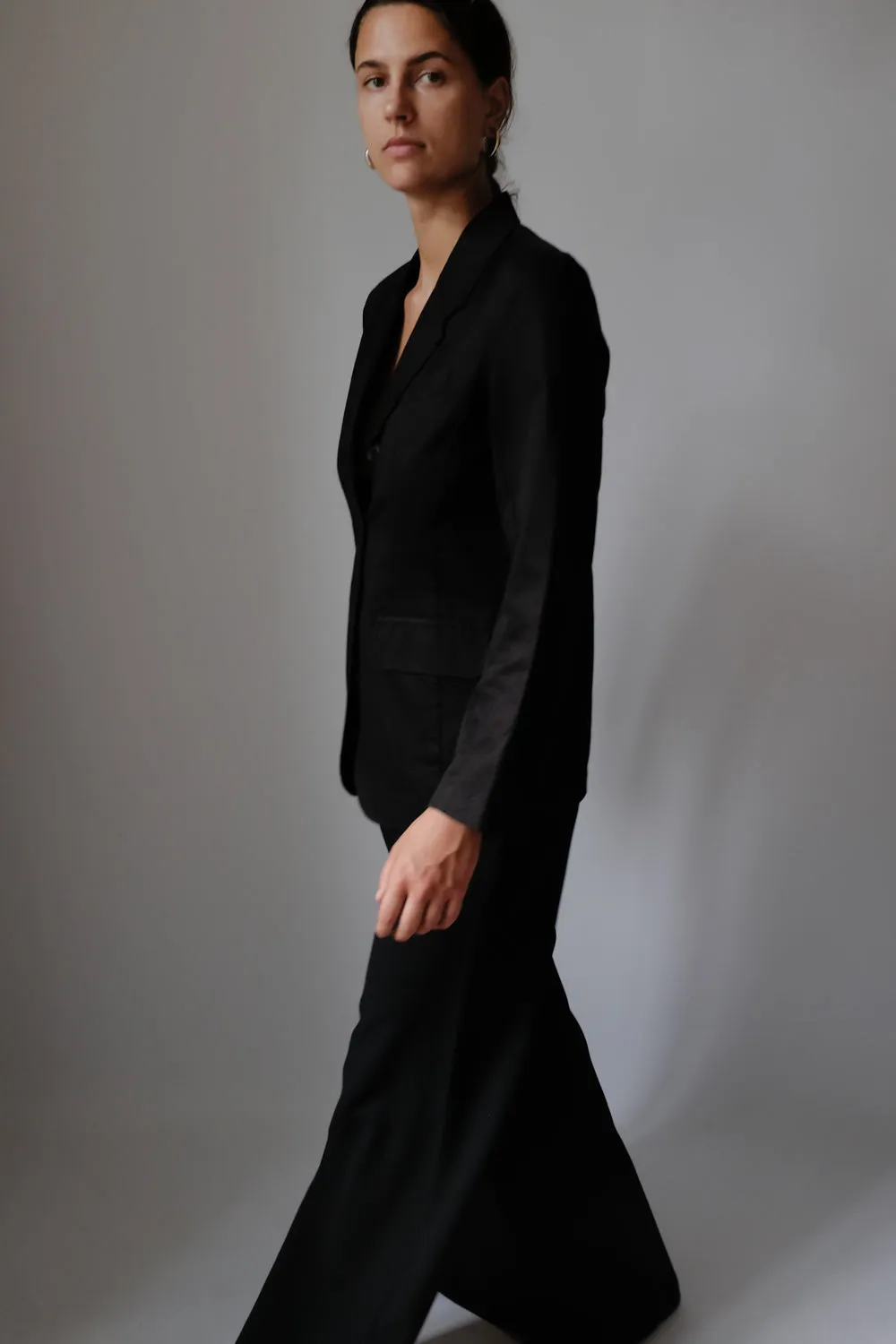 PURE COTTON BLACK SLIM BLAZER