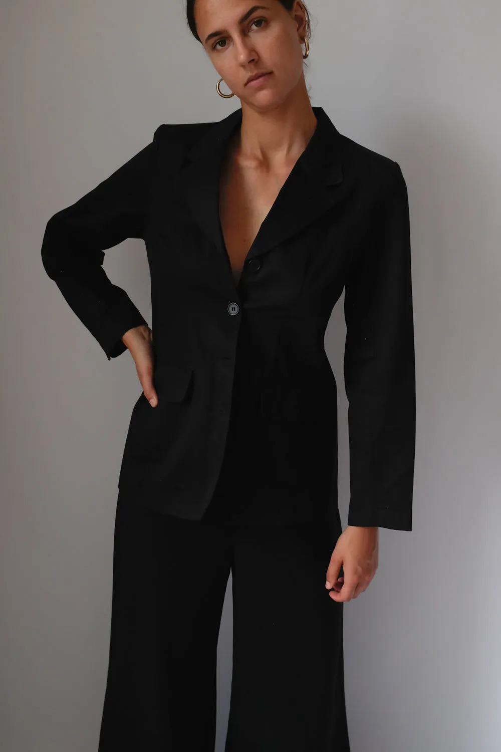 PURE COTTON BLACK SLIM BLAZER