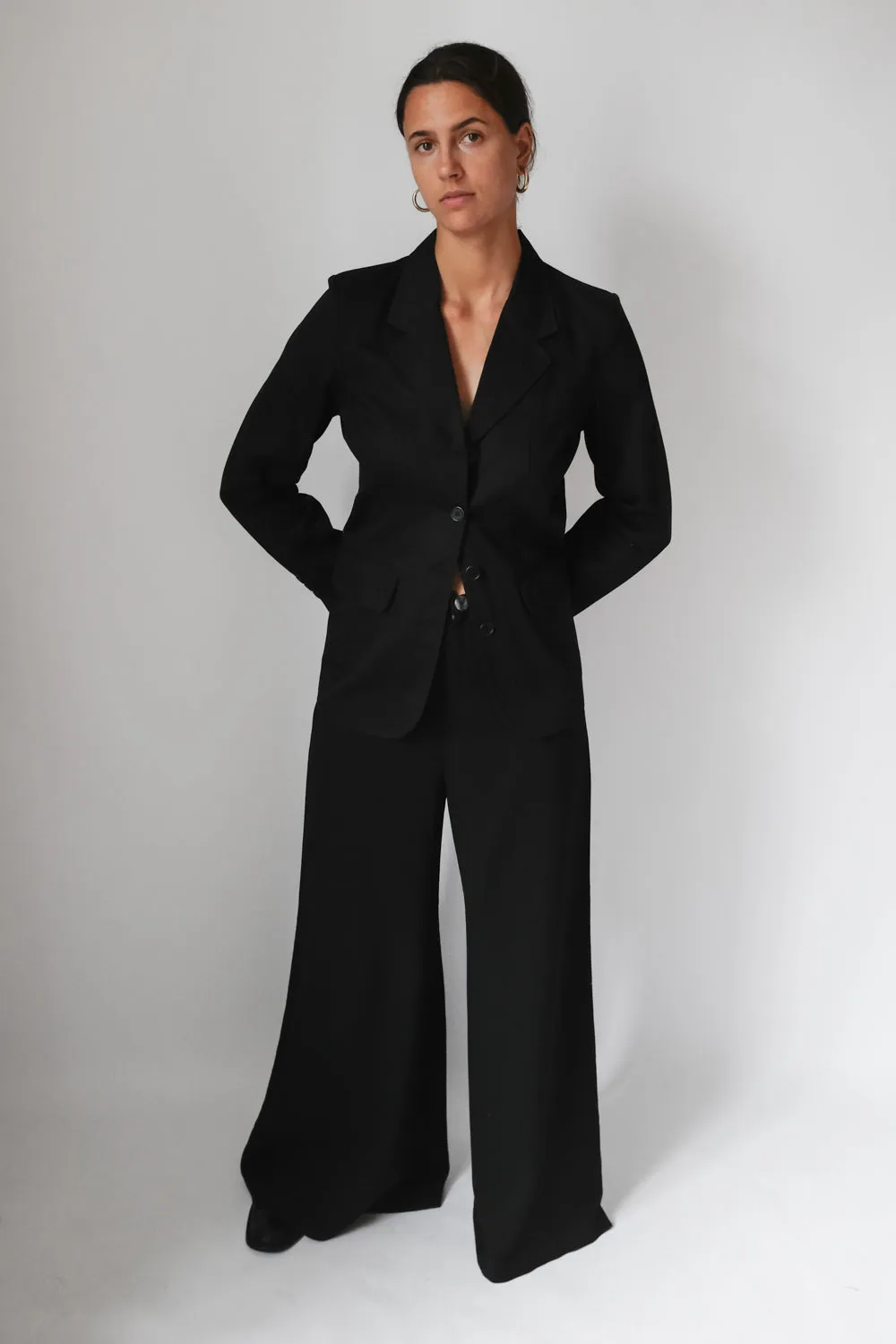 PURE COTTON BLACK SLIM BLAZER
