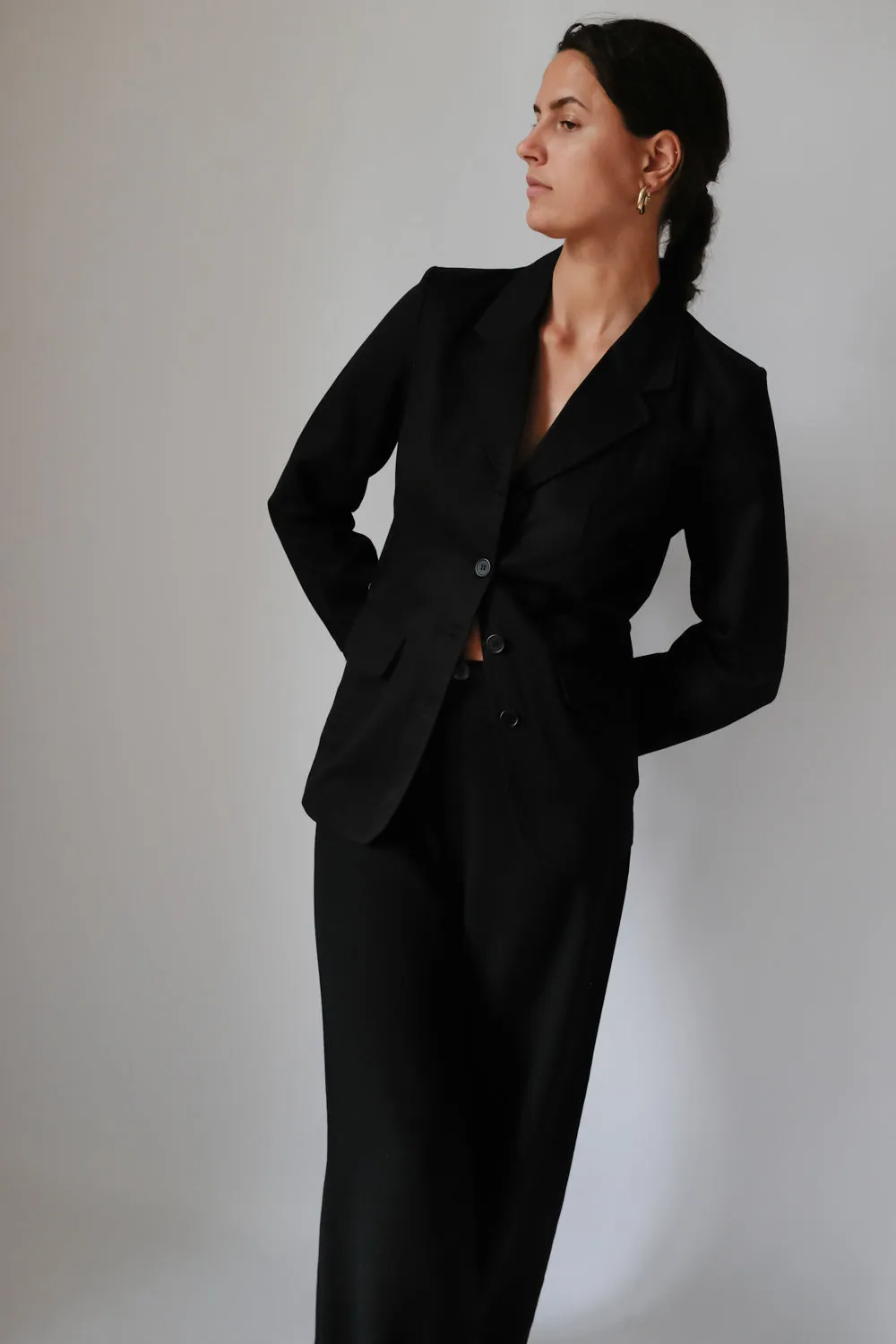 PURE COTTON BLACK SLIM BLAZER
