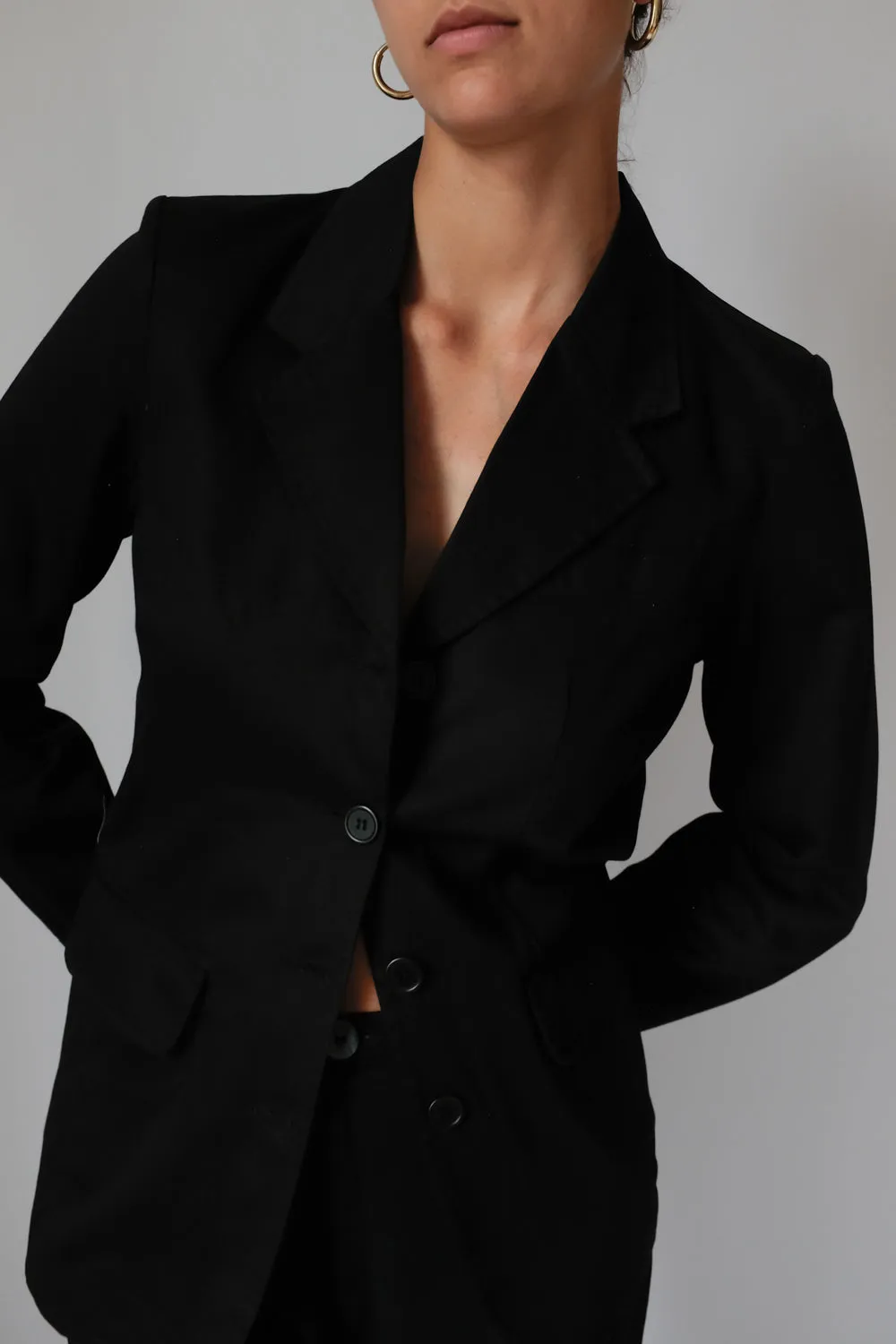 PURE COTTON BLACK SLIM BLAZER