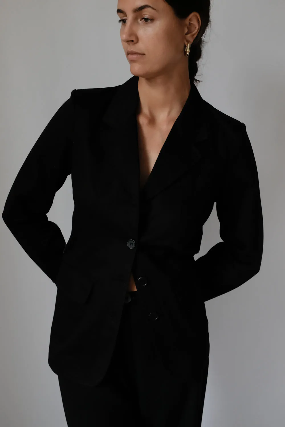 PURE COTTON BLACK SLIM BLAZER
