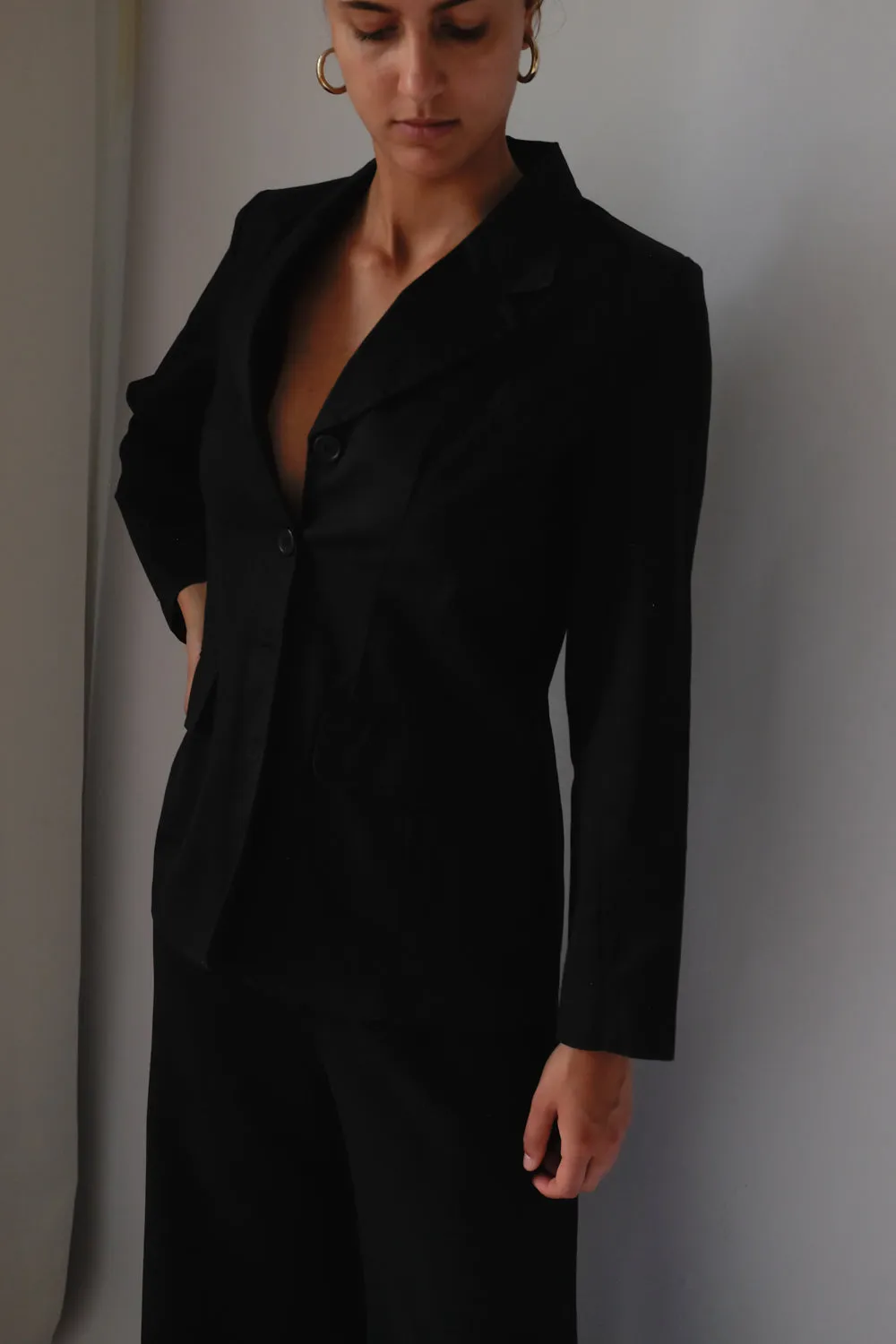 PURE COTTON BLACK SLIM BLAZER