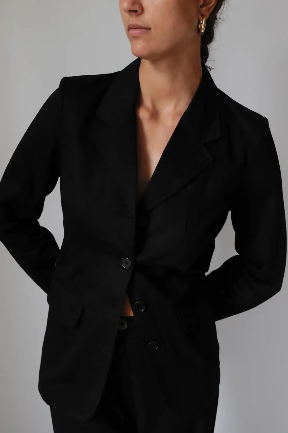 PURE COTTON BLACK SLIM BLAZER