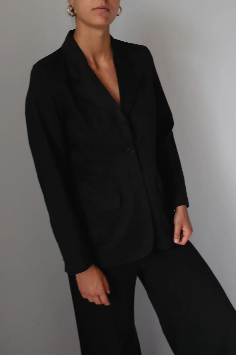 PURE COTTON BLACK SLIM BLAZER