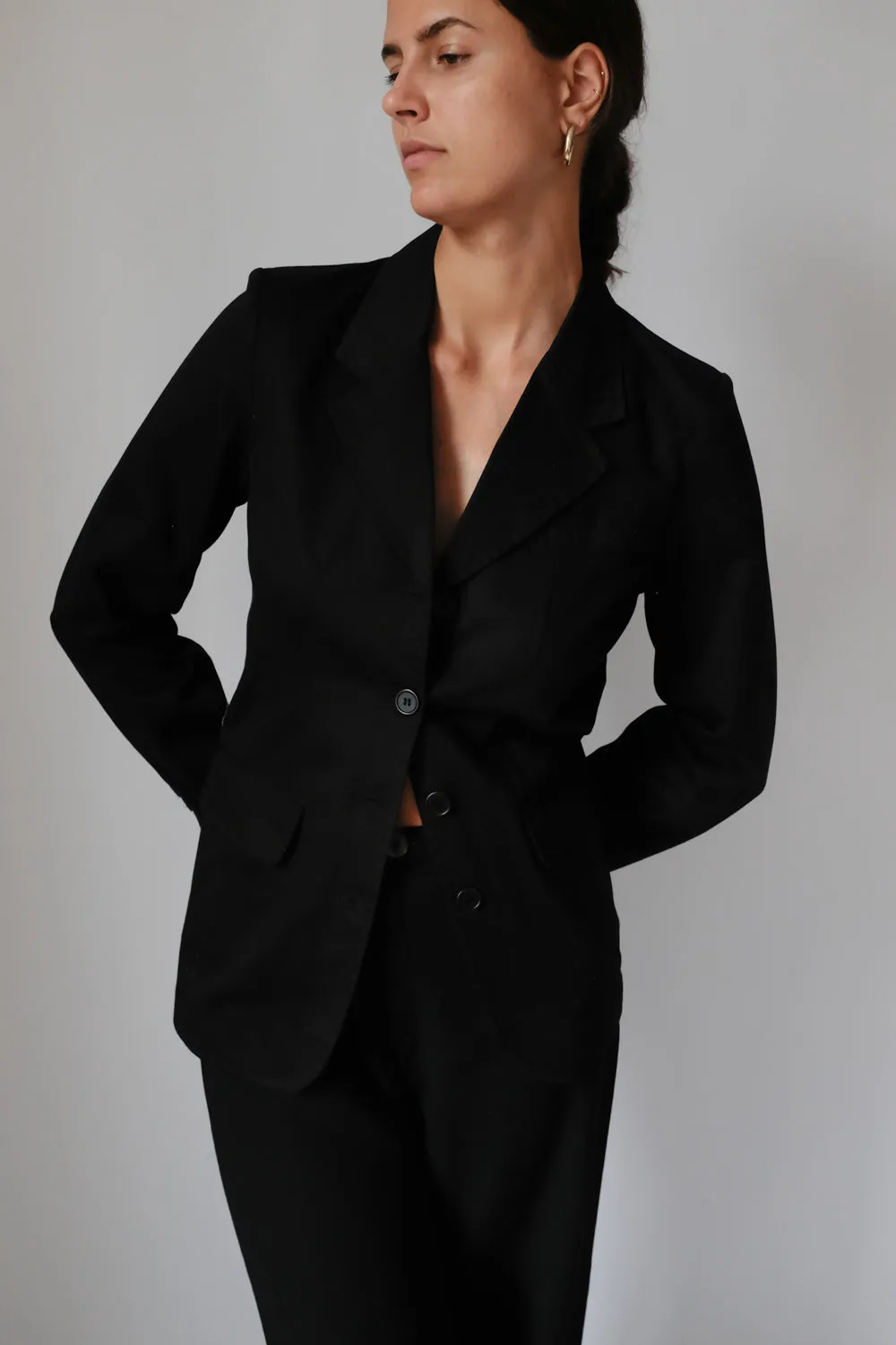 PURE COTTON BLACK SLIM BLAZER