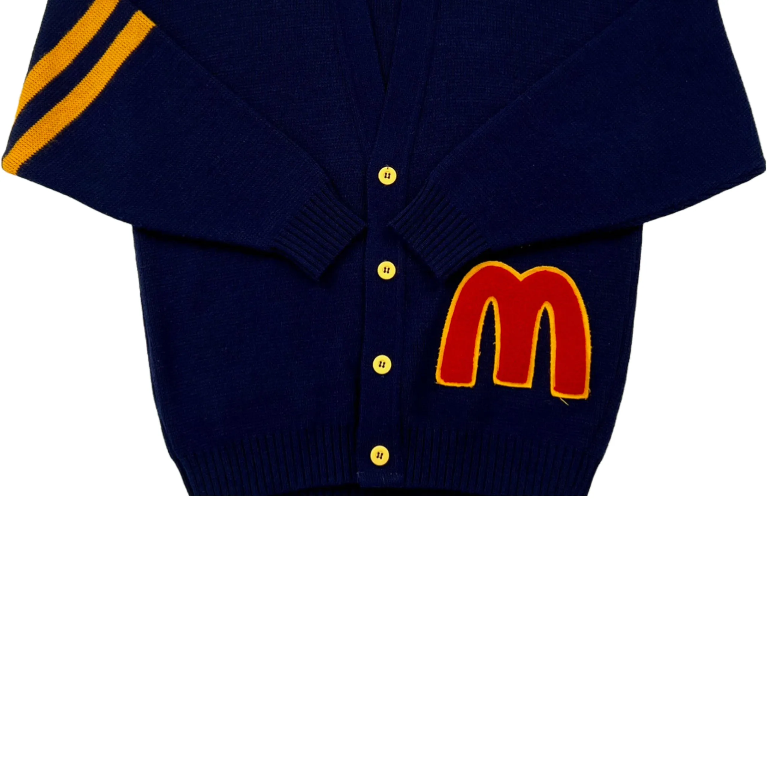 Rare 80s Vintage McDonalds Cardigan Sweater. Blue Medium