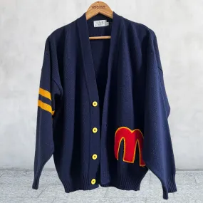 Rare 80s Vintage McDonalds Cardigan Sweater. Blue Medium