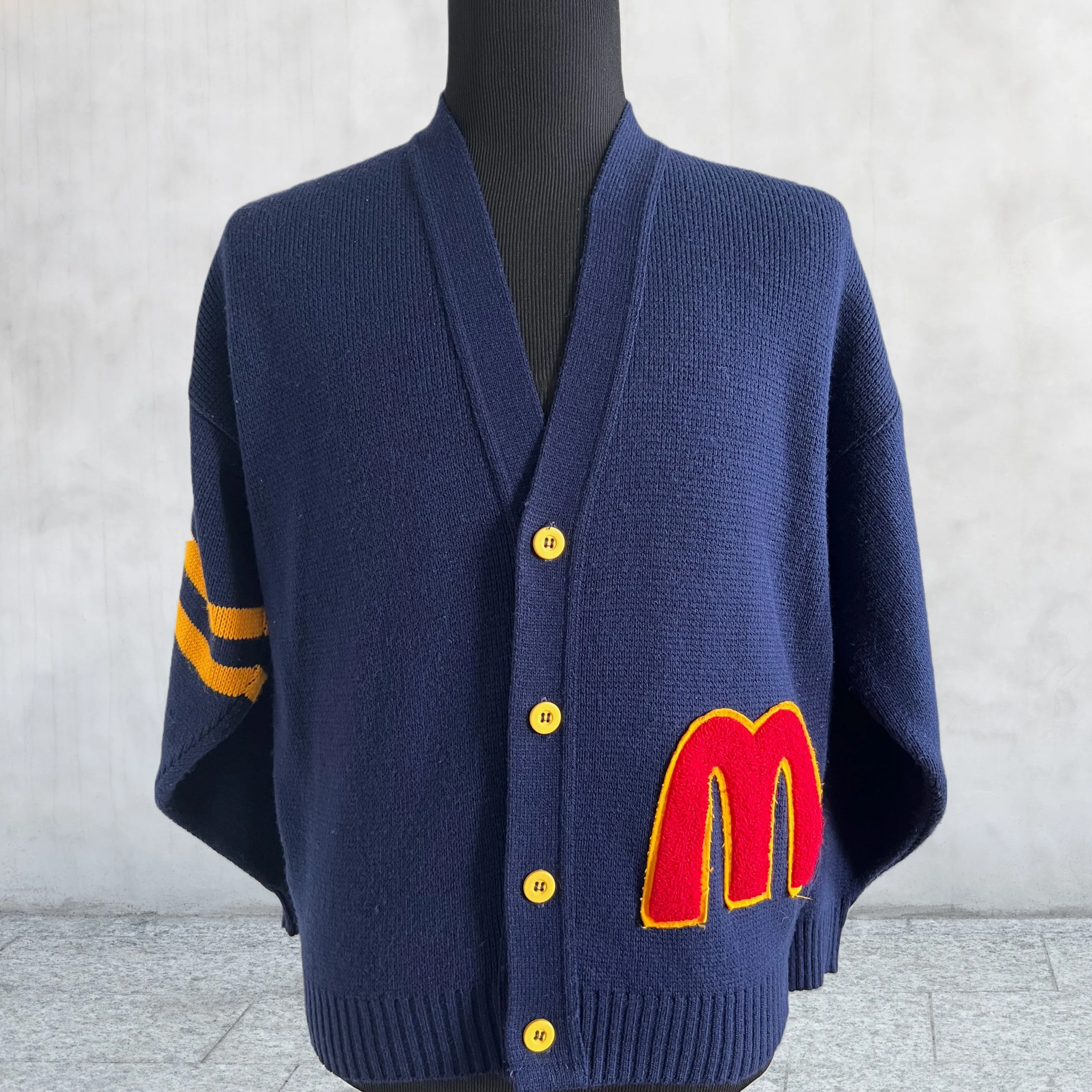 Rare 80s Vintage McDonalds Cardigan Sweater. Blue Medium