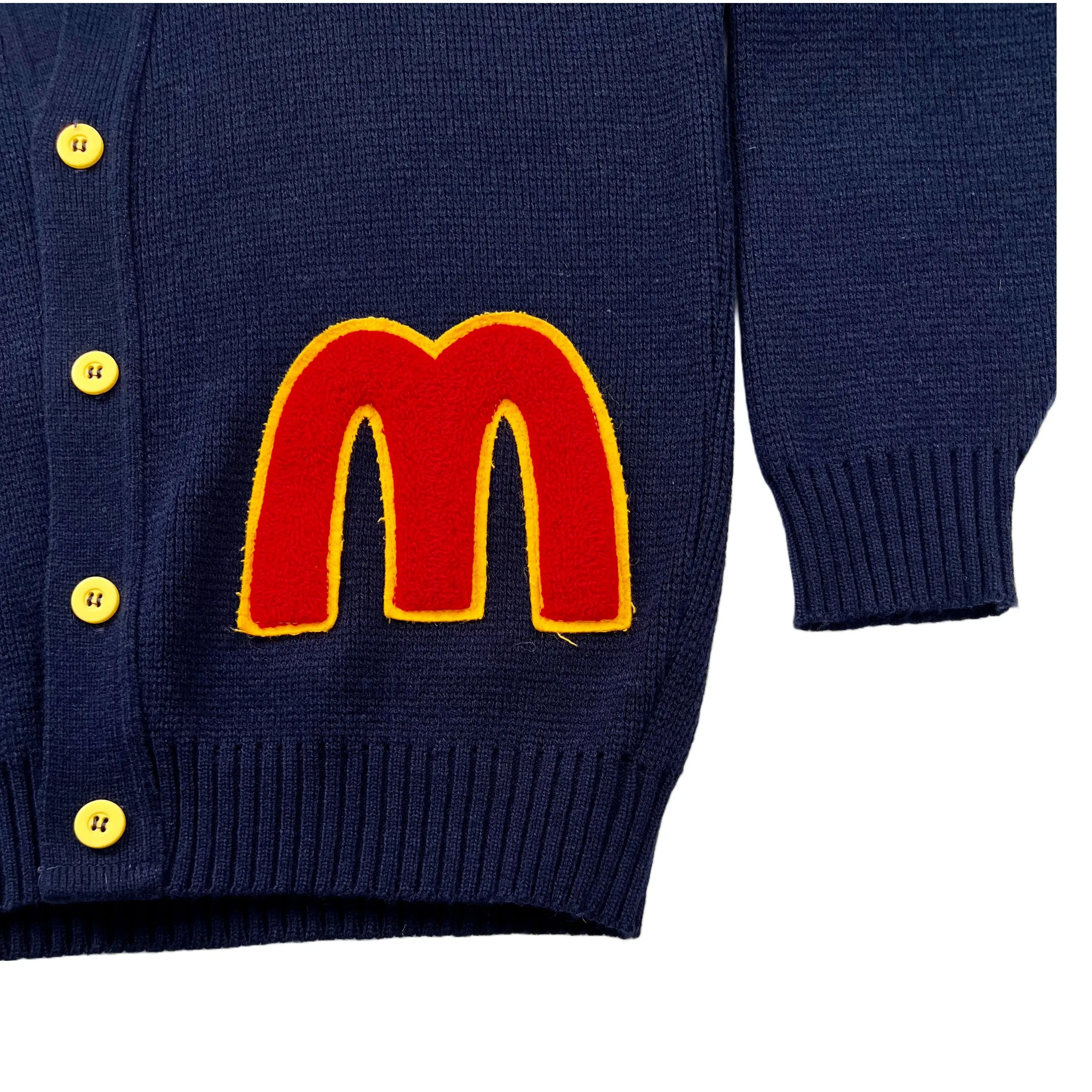 Rare 80s Vintage McDonalds Cardigan Sweater. Blue Medium