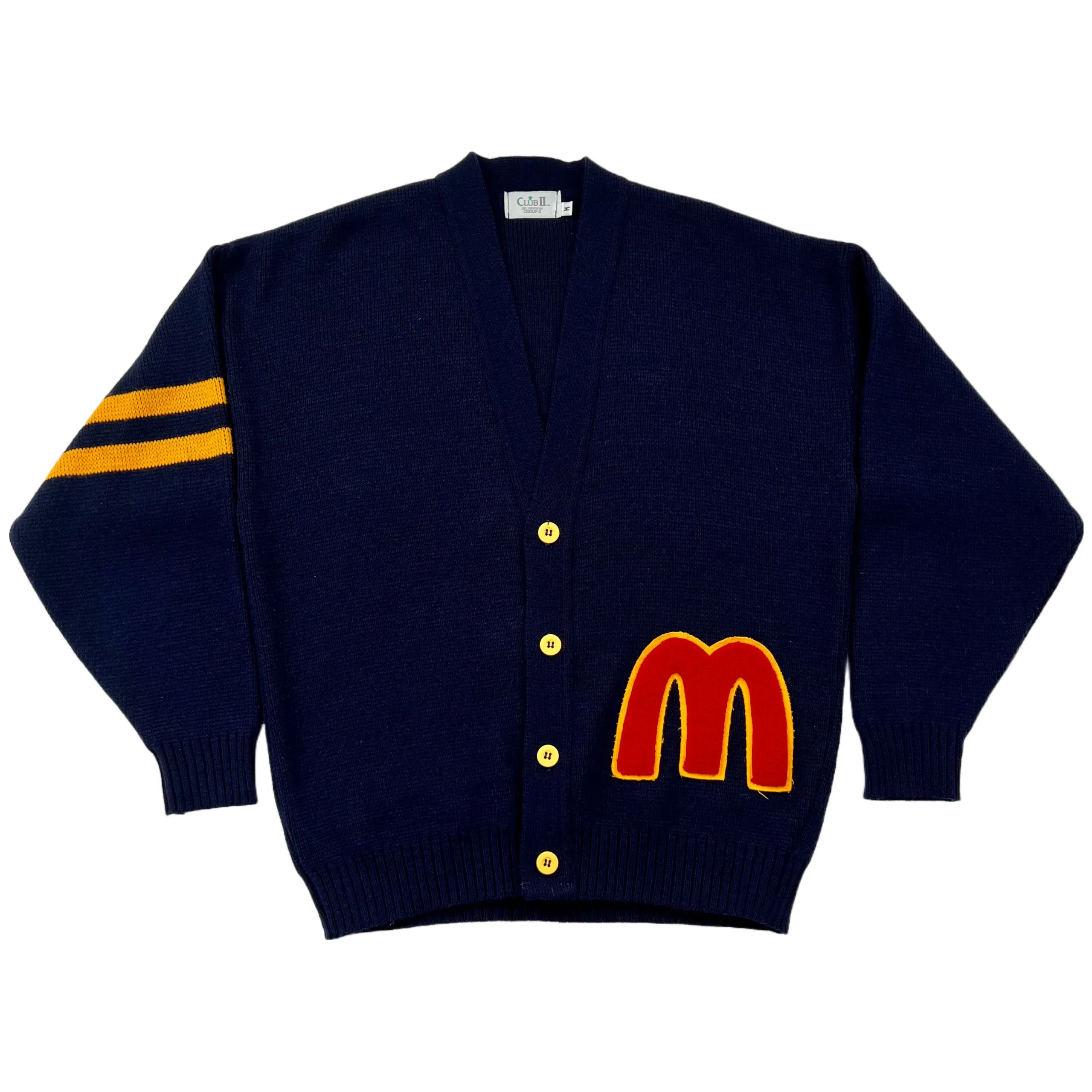 Rare 80s Vintage McDonalds Cardigan Sweater. Blue Medium