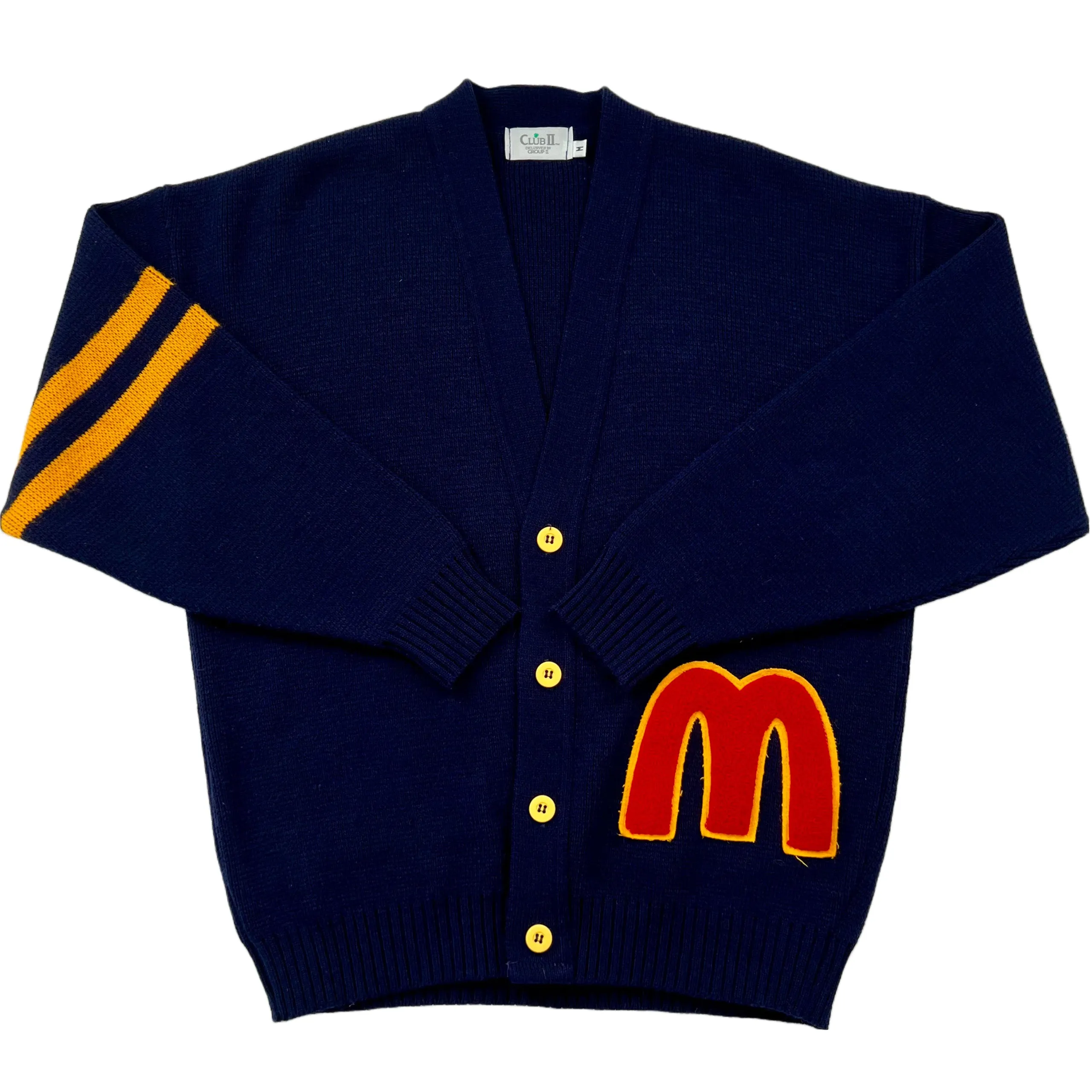 Rare 80s Vintage McDonalds Cardigan Sweater. Blue Medium