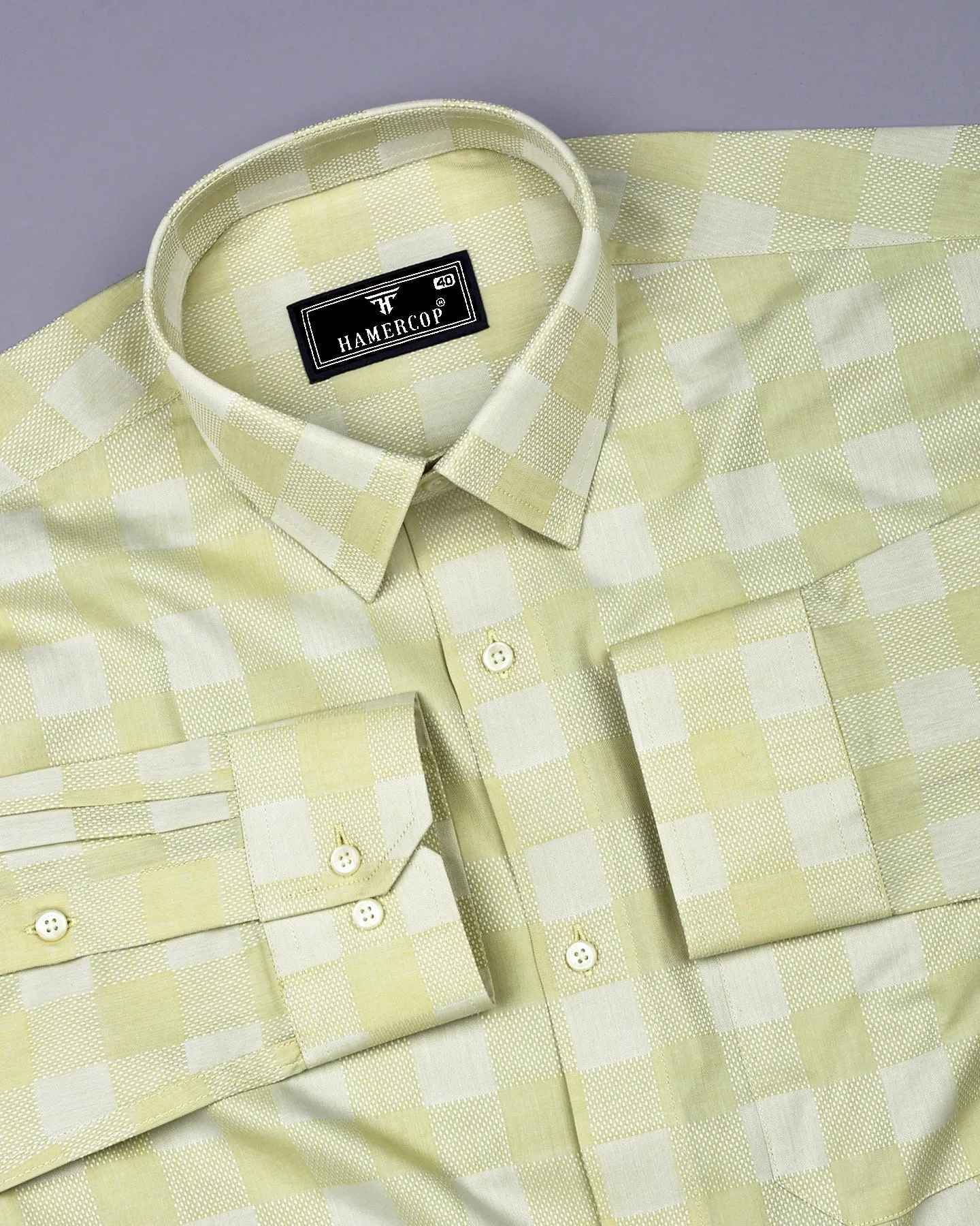 Shell Green Dobby Check Premium Giza Shirt