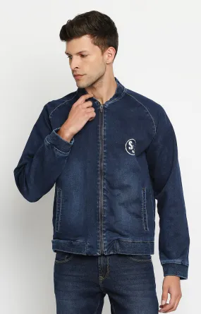 Spykar Men Navy Blue Cotton Slim Fit Denim Jacket