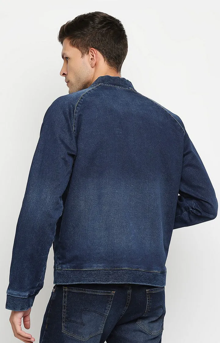 Spykar Men Navy Blue Cotton Slim Fit Denim Jacket