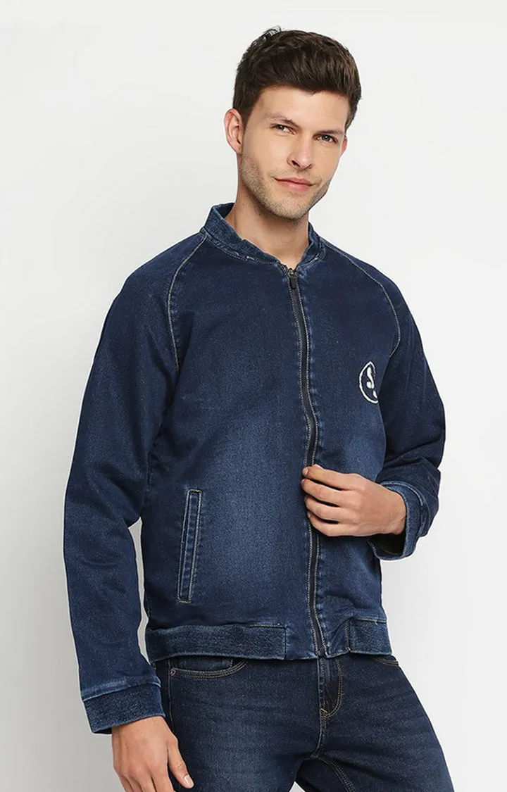 Spykar Men Navy Blue Cotton Slim Fit Denim Jacket