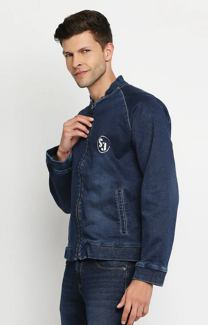 Spykar Men Navy Blue Cotton Slim Fit Denim Jacket