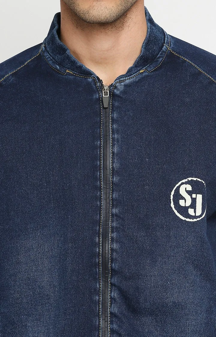 Spykar Men Navy Blue Cotton Slim Fit Denim Jacket